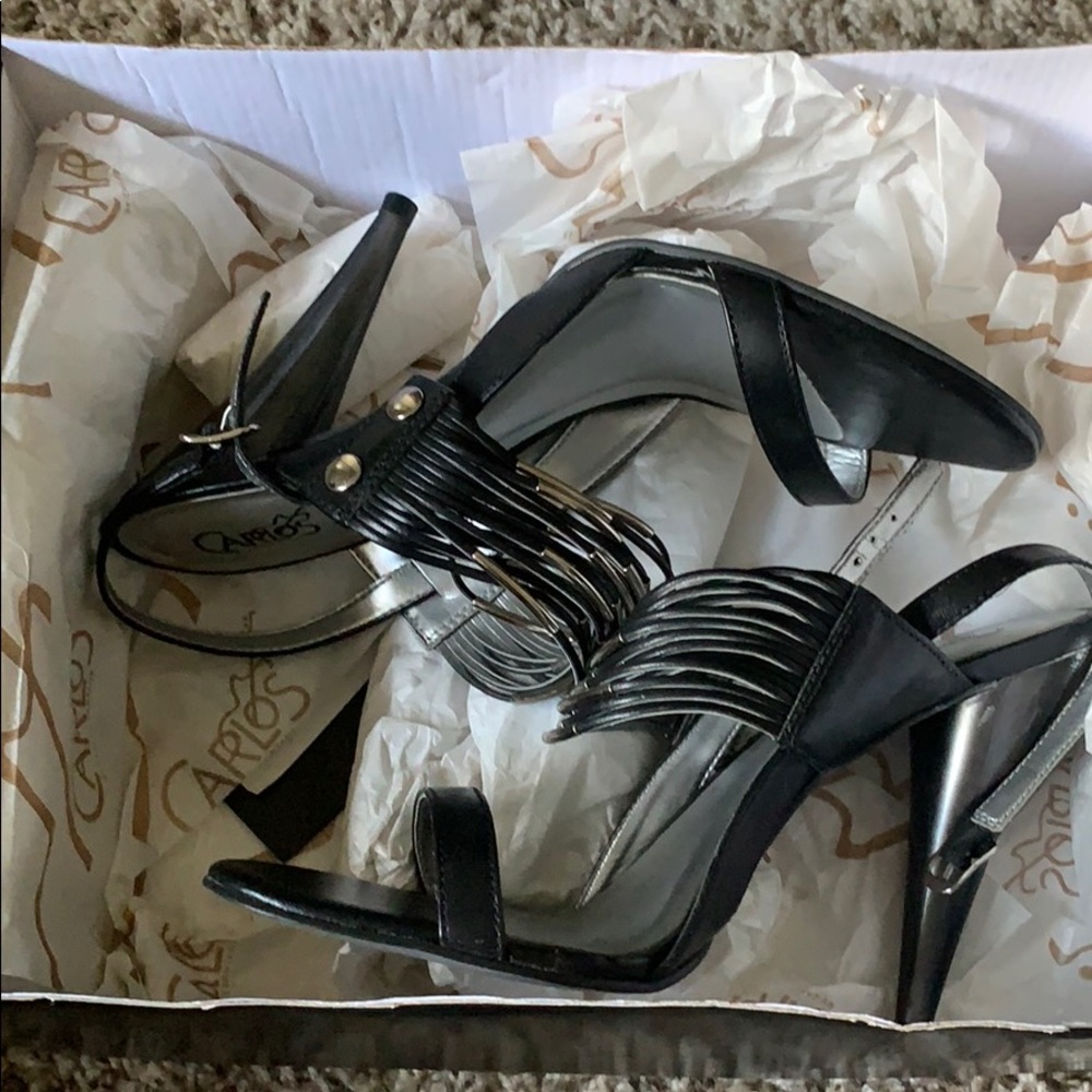 Carlos Santana Black Leather Strappy Heel
